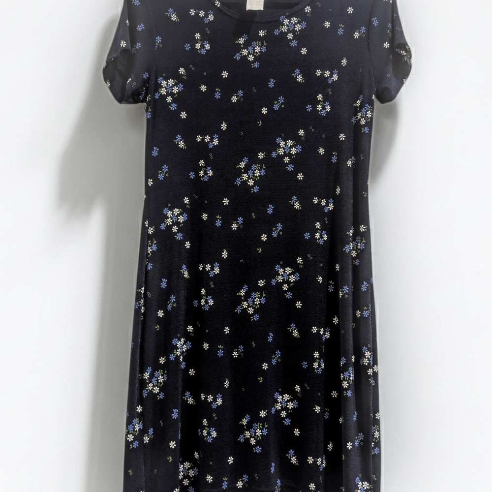 Spice Black Mini Dress with Floral Pattern